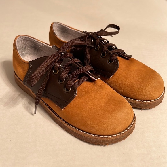 Amilio Toddler's/Kid's Leather Saddle Shoe/Oxford - Tan/brown EUC - Picture 1 of 7
